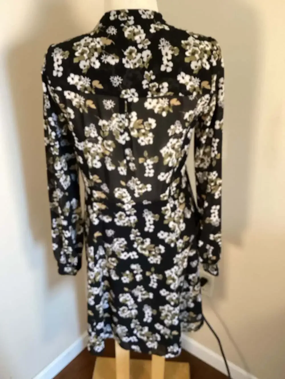 MICHAEL Michael Kors Black and Ivy Floral Long Sleeve Shirt Dress